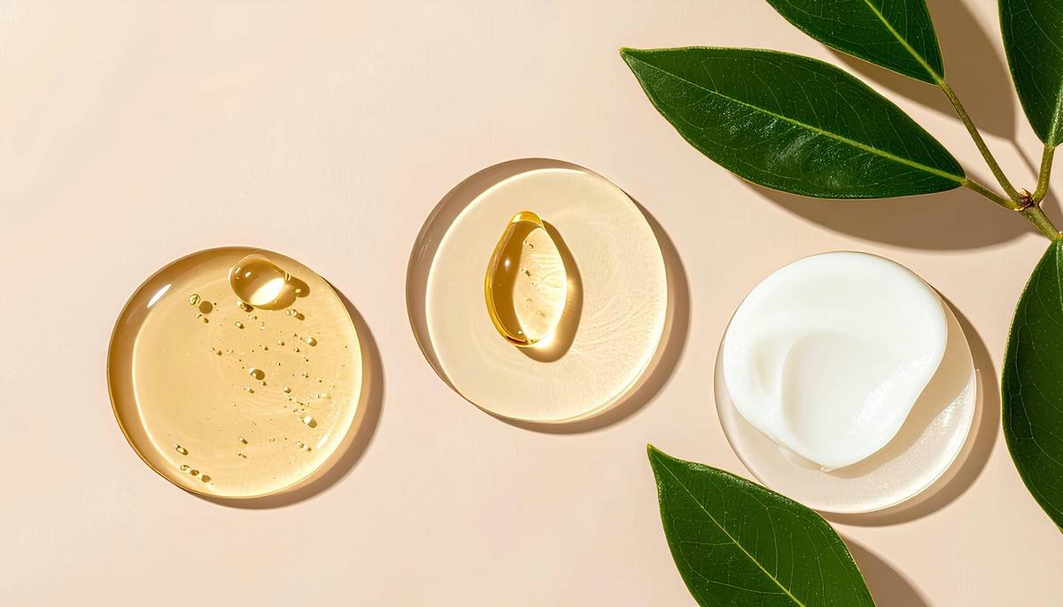 Woman applying herbal balancing toner to damp skin with hands
